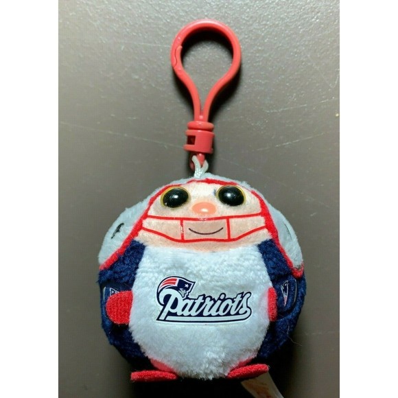TY Beanie Babies Ballz New England Patriots Plush Keychain Backpack Clip Fob 5" - Picture 1 of 9